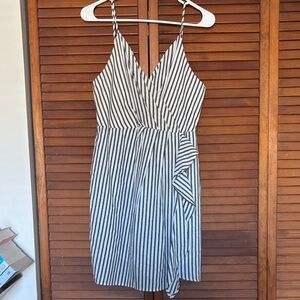 Sienna Sky Asymmetrical Black and White Striped Dress